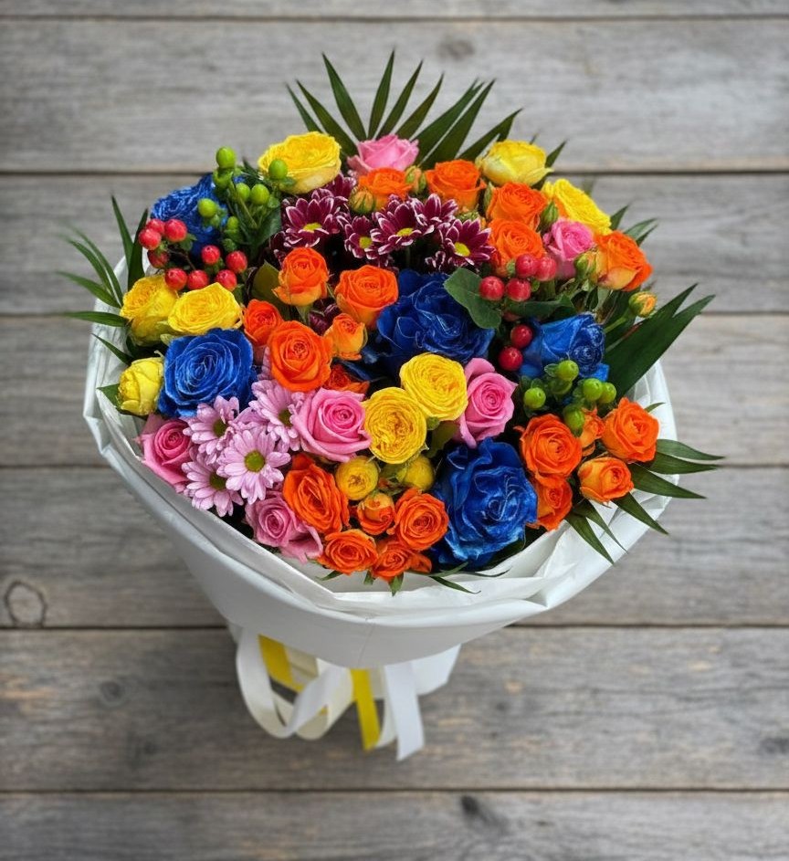 Букет цветов из: Розы и Хризантемы в Биорках