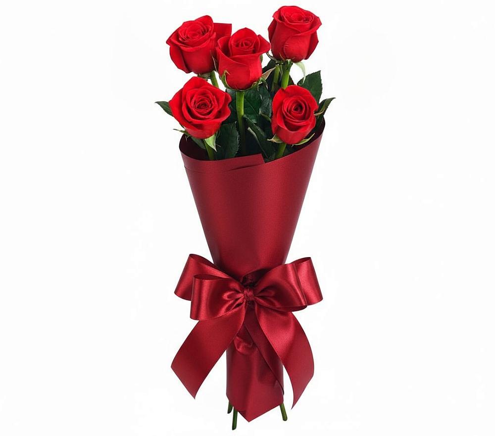 Букет 5 Красных роз Эдлесс Лав в Биорках