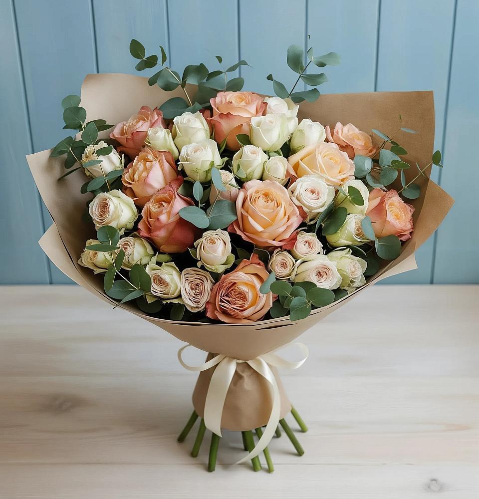 Букет цветов из: Альстромерии и Розы в Биорках