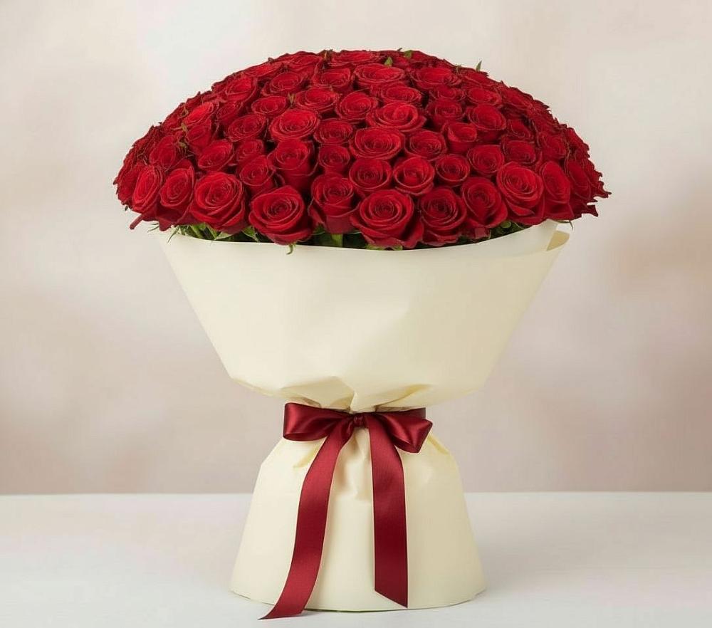 Букет 101 Красная роза Милано в Биорках