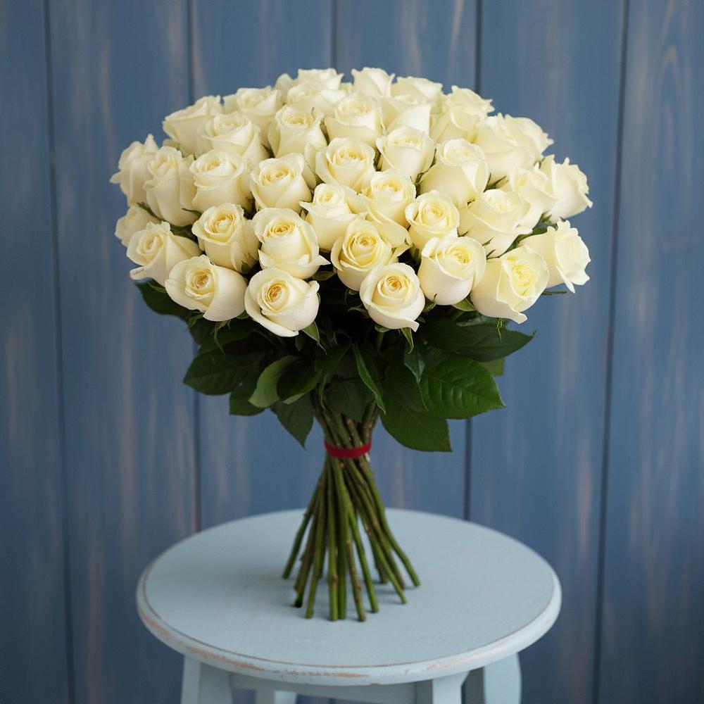 Букет 51 Белая роза Эдлесс Лав в Биорках
