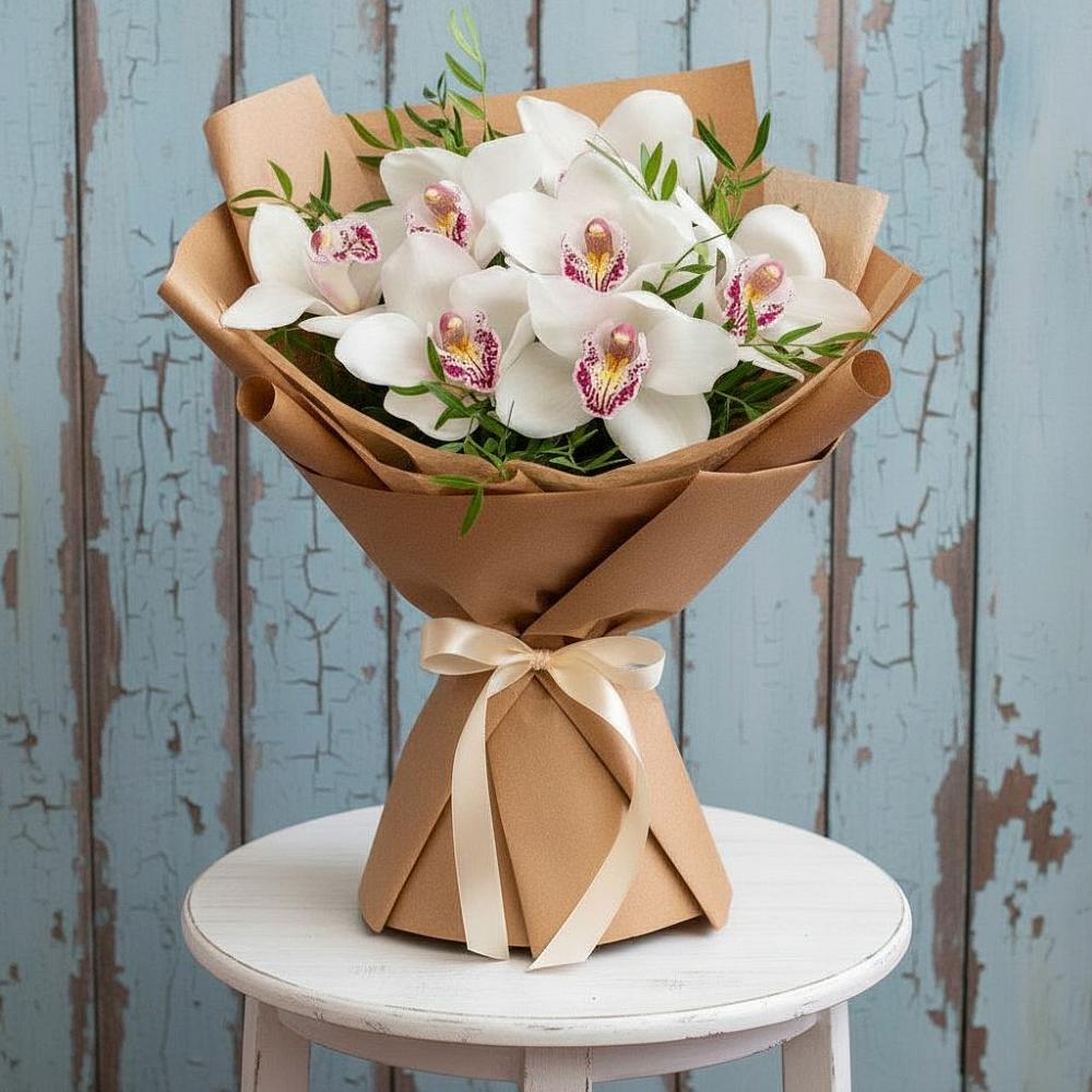Букет цветов из: Орхидеи и Розы в Биорках