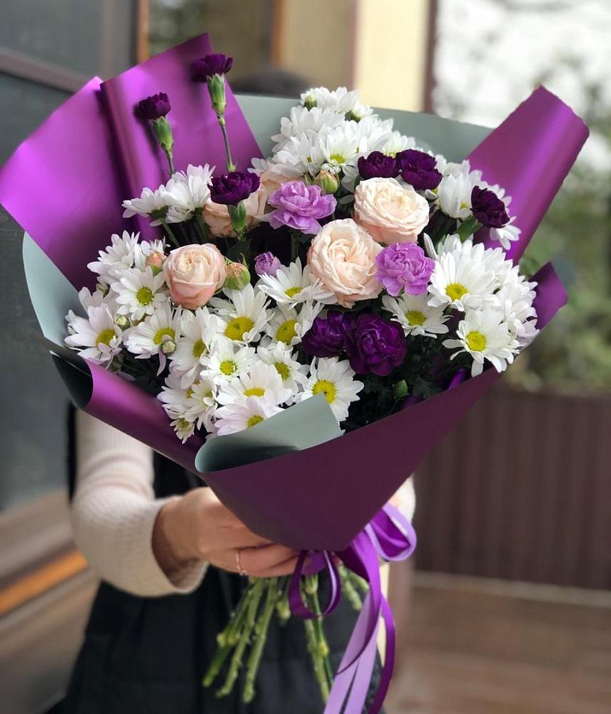 Букет цветов из: Хризантемы, Гвоздики и Розы в Биорках