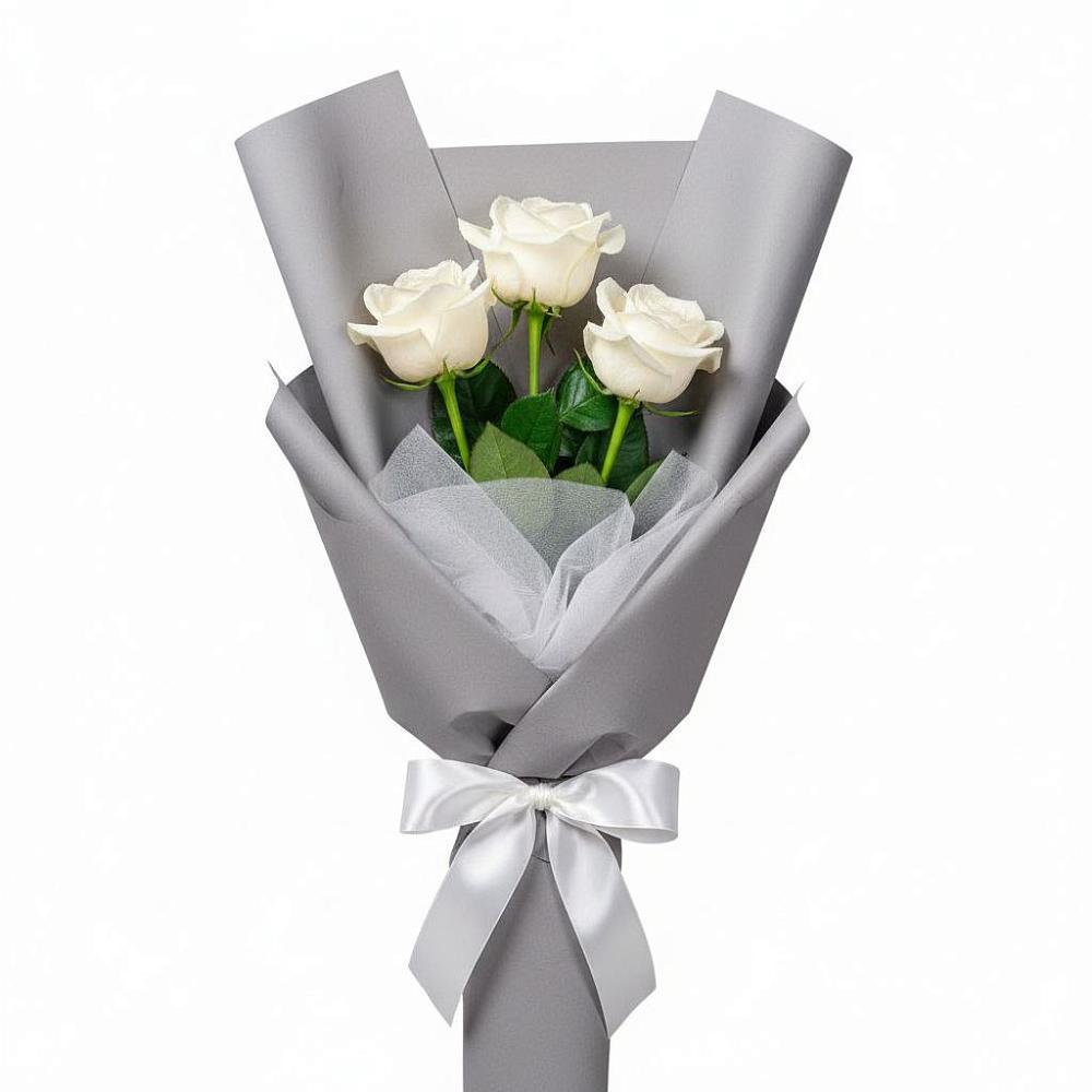 Букет 3 белые розы в Биорках