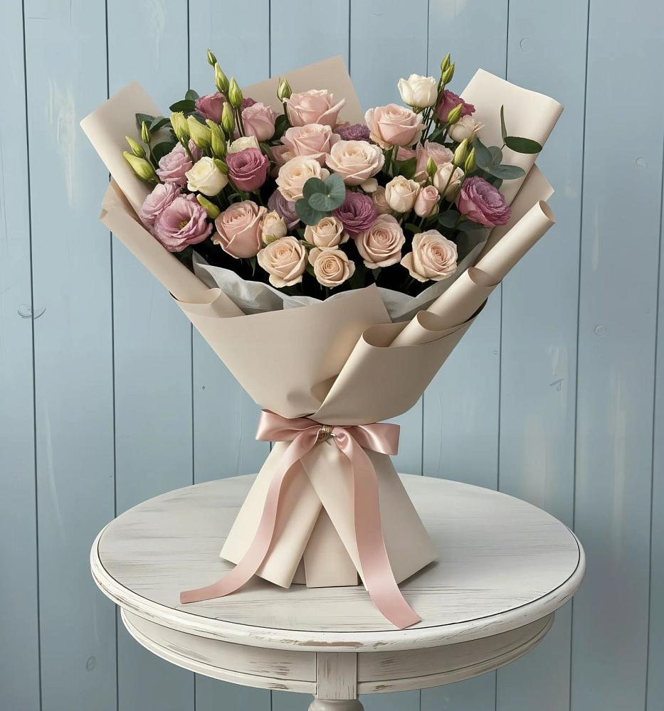 Букет цветов из: Розы и Лизиантусы в Биорках