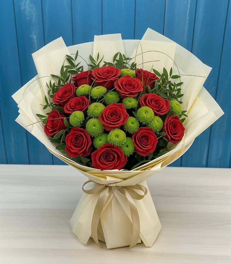 Букет цветов из: Розы и Хризантемы в Биорках