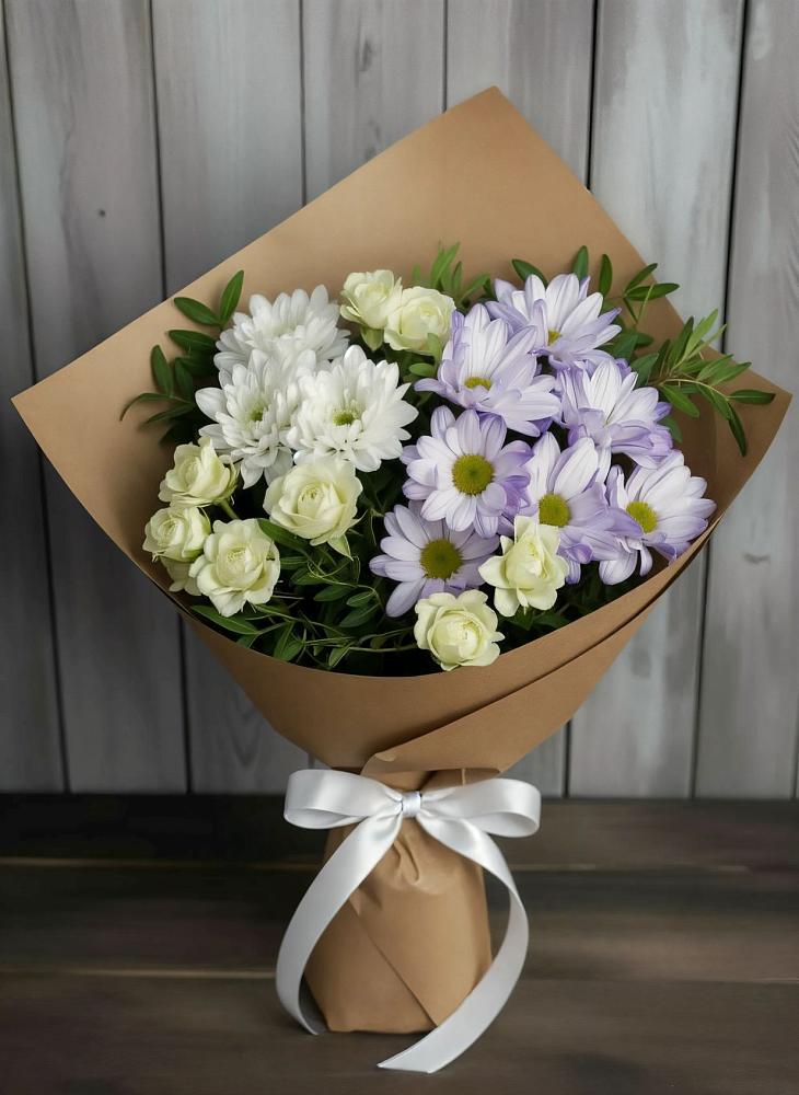 Букет цветов из: Хризантемы и Розы в Биорках