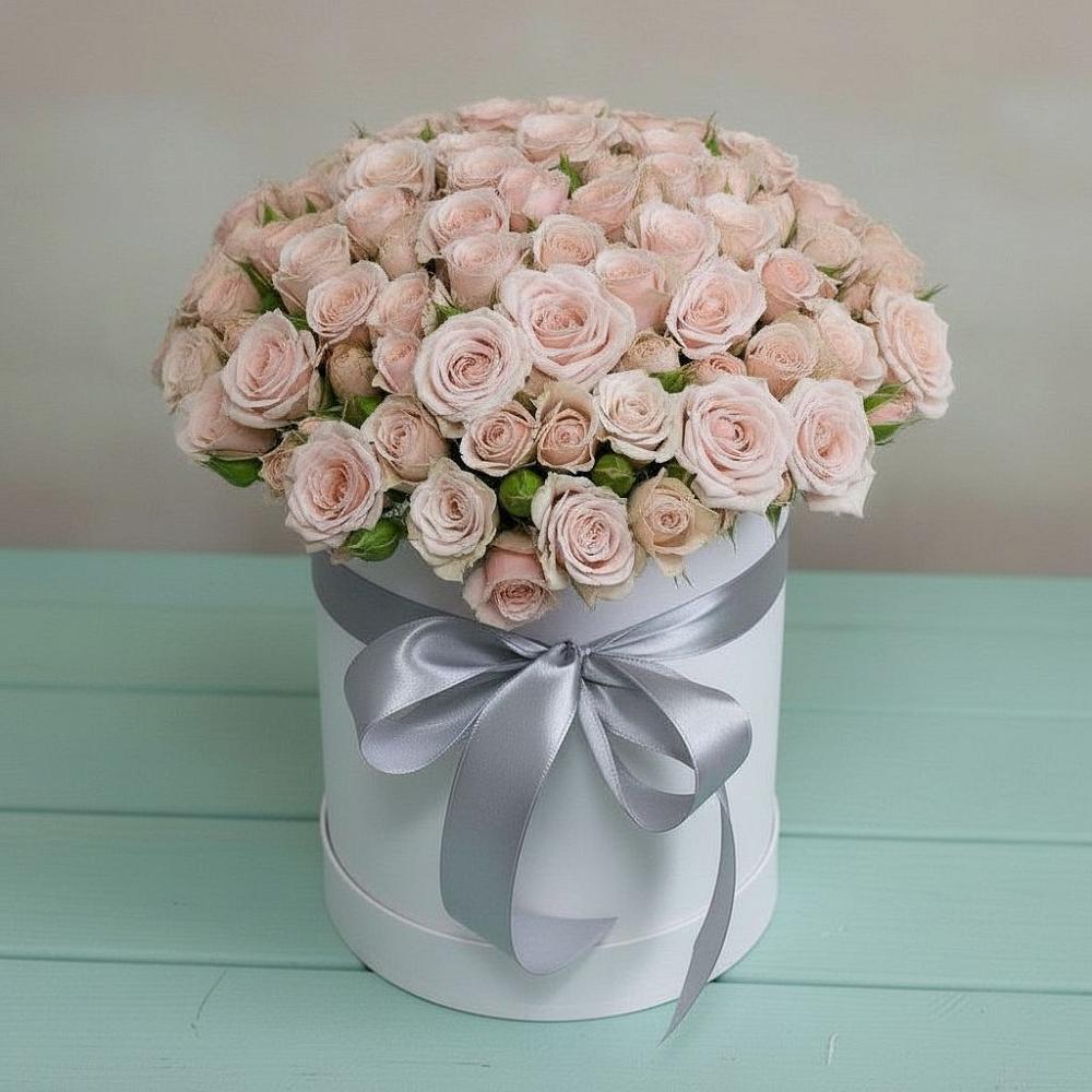 Цветочная композиция из Розы в шляпной коробке в Биорках