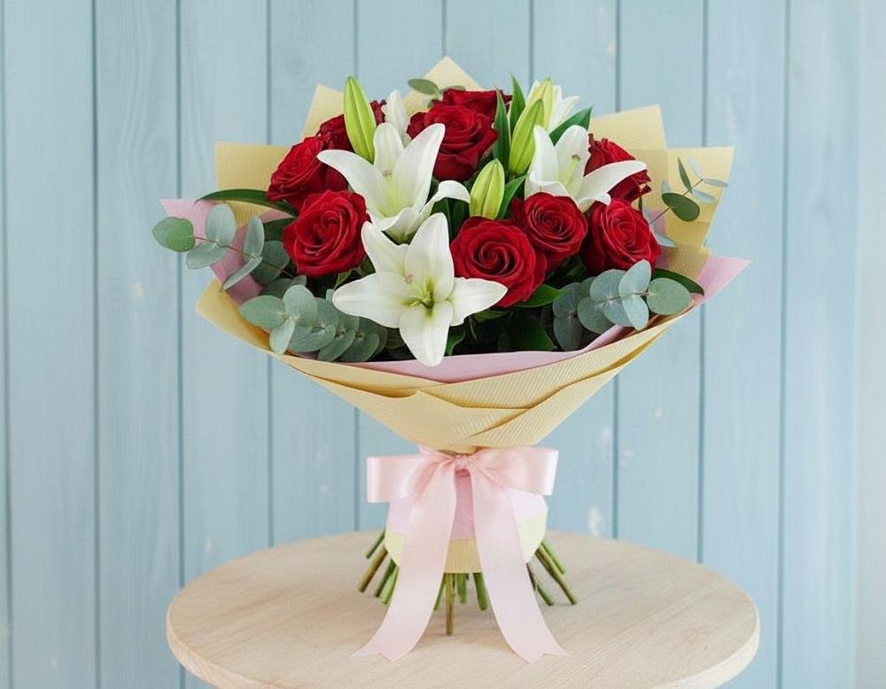 Букет цветов из: Лилии и Розы в Биорках